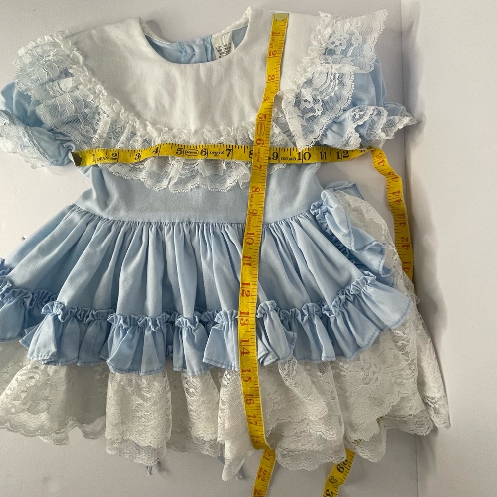 Lid'l Dolly's Ruffle Dress Full Circle Baby Blue Lace
Floral VTG Pageant Size 2T - Picture 15 of 16